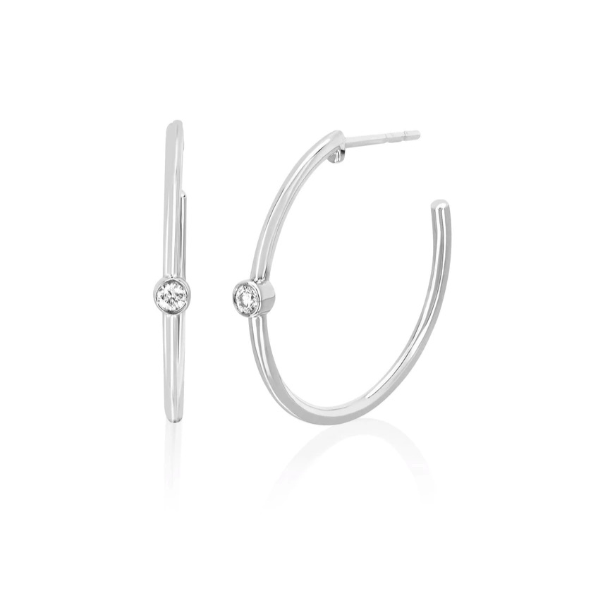 Ef Collection Brand New 14k White Gold Earrings
